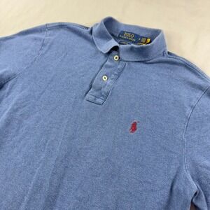Polo Ralph‎ Lauren Shirt Mens Medium Blue Classic Fit Red Pony Golf Short Sleeve